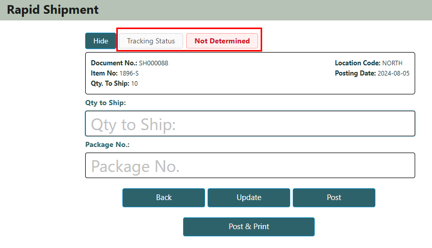 Rapid Shipment Tracking Status
