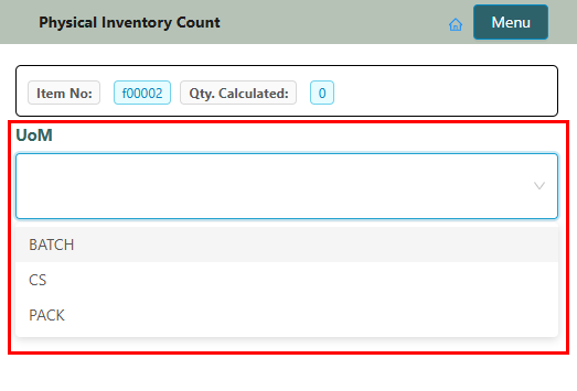 Select unit of measure when adding inventory from MDC.